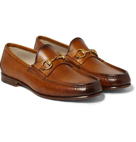brown gucci horsebit loafers